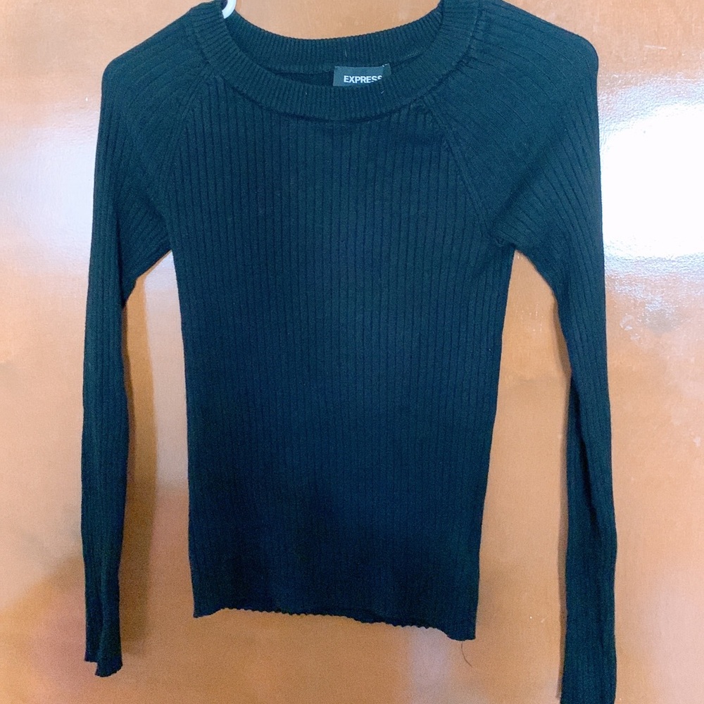 Small petite express long sleeve black sweater tee